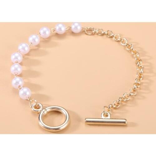 Pulseras mujer 2021 Trendy Bracelet Bangles for Women Imitation Pearl Charm Bracelet Wedding Jewelry Gift