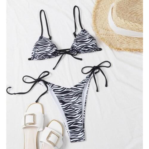 TELOTUNY Womens swimsuits Ladies Fashion Print Sexy Backless Padded Bra Beach Bikini Set Two-piece Swimsuit 2021 new Beachwear