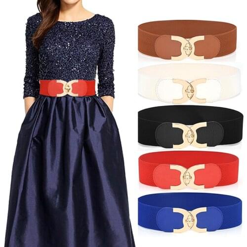 Buckle Elastic Wide Belt Wide Cummerbund Strap Belt Waist Women Accessories