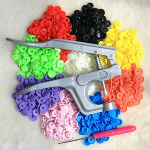1 set pliers + 180sets KAM plastic nylon 9colors snap fastener 4-part buttons for kidswear, rainwear free shipping T-5-003