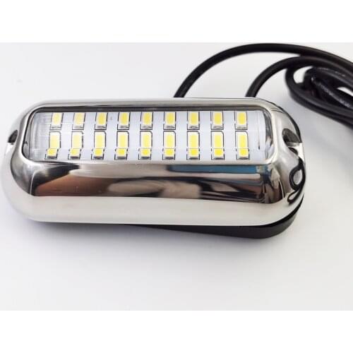 10-30V LED12V DC White/Blue/Green 27 12V LED Marine Stainless Steel Underwater Pontoon Waterproof Boat Transom Light IP68