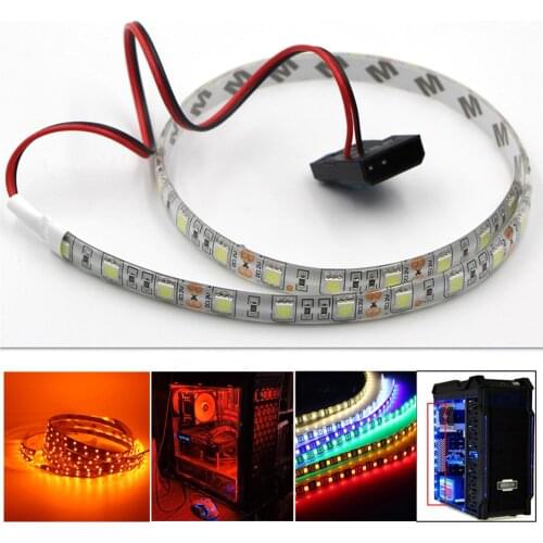 DC12V LED Strip Light SMD 5050 waterproof for PC Computer Case Flexible Strip Background Light white pink yellow ice blue Orange