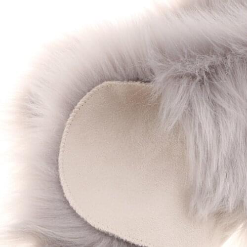 2Pcs Flower Fluffy Mat Shaggy Area Rug Seat Cushion Mat Light Pink/Gray