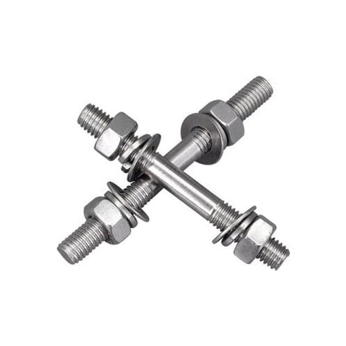 2pcs M5 stainless steel double head screws suit two teeth screw nut washer spring pad combination tooth rod bolt 30mm-250mm long