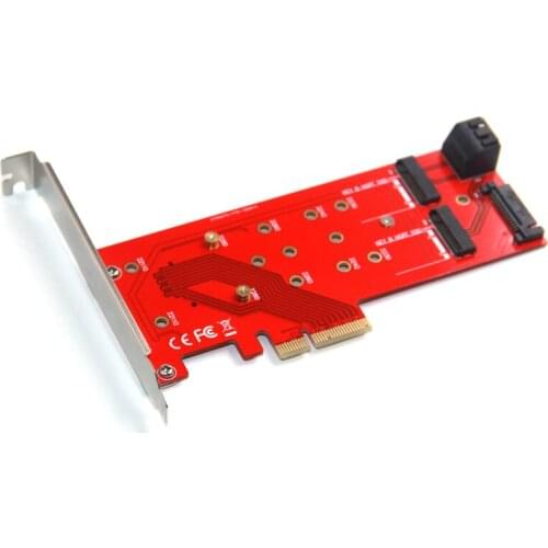 2 in 1 PCI-e 4x to M Key M.2 SSD Card for Intel 760P 970 EVO Pro Dual SATA 3.0 to Dual B Key M2 SSD adapter