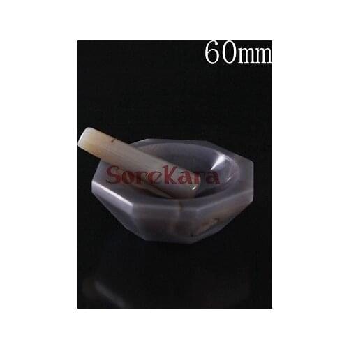 60mm Agate Mortar and Pestle Mixing Grinding Bowl Set Lab Kit Tools Agate Stone Mortar