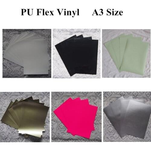 A3*8pcs) PU Flex With Glue Film Heat Transfer Paper Vinyl Iron On Vinyl for T shirts Heat Press Vinyl Transfer White/Gold/Pink