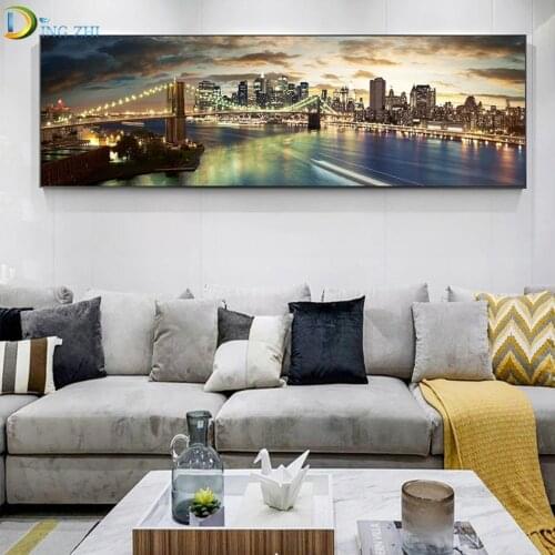 Brooklyn Bridge Night Landscape Diamond Embroidery Mosaic New York City Pictures 5D Diamond Painting Rhinestone Bedroom Decor