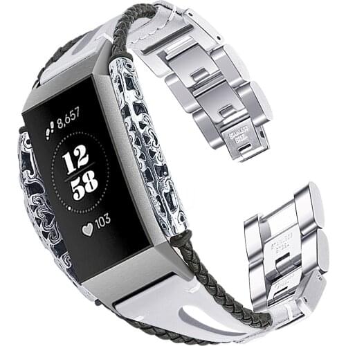Bracelet for Fitbit Charge 3 Band Replacement Band Stainless Steel And Leather Strap For Fitbit Charge 3 Correa Fitbit 62010
