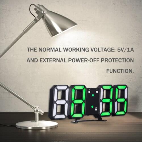 3D LED Digital Clock USB Snooze Alarm Clocks Electronic Table Clock 24/12 Hour Desk Hanging Wall Watch Glowing Date Temperature