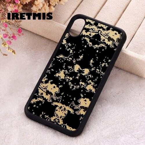Iretmis 5 5S SE 2020 phone cover cases for iphone 6 6S 7 8 Plus X Xs Max XR 11 12 MINI Pro Soft Silicone TPU Black Gold Dust