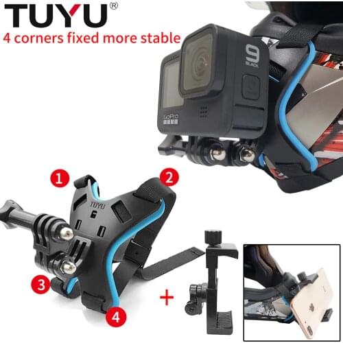 TUYU Motorcycle Shots Full Face Helmet Chin Stand Mount Holder for GoPro Hero9/8/7/6/5/4 Xiaomi Yi 4k Action Camera Accessories