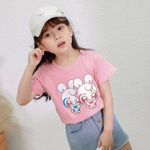 Children Clothing Lovely Rabbit Cartoon Girls T Shirt Soft Breathable Cotton Tees For Girls Boys Kids Summer Tops