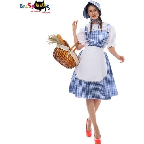 Eraspooky Movie The Wizard of OZ Dorothy Gale Cosplay Dress Halloween Costume For Women Retro Party Stage Fancy Dress Apron