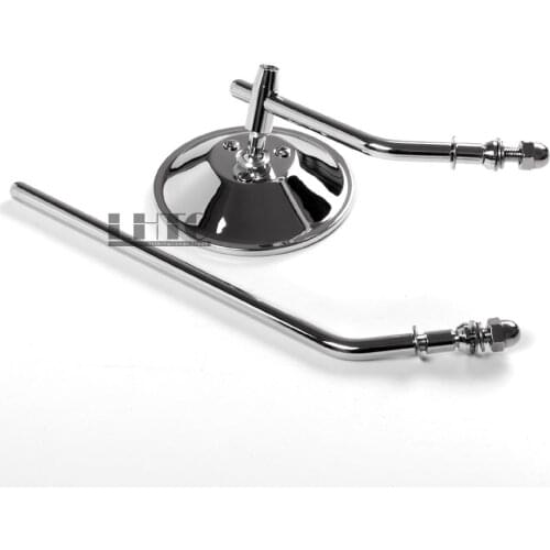 Classic Retro Motorcycle Round RearView Mirror For Harley Thruxton Bonneville (Aluminum with Black / Chrome Finish)
