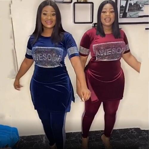 2 Piece Set Velvet African Womens Clothing Autumn Spring 2021 African Clothing Muslim High Quality Fashionable African Women