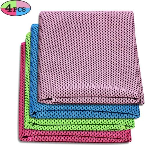 4 Pack Cooling Towel Set Breathable Sweat Absorbent Ice Cold Cooling Towel for Yoga Fitness Camping Travel Leisure Towel