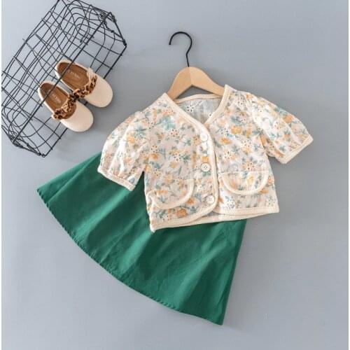 Toddler Girls summer clothes kids outfit sets floral cardigan jacket skirt suit for children girl clothing 2 3 5 6 birthday sets