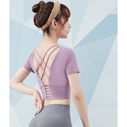 Yoga Crop Top Short Sleeve Yoga Dress T-shirt Dress Running Sports Top Top Deportivo Mujer Camisetas