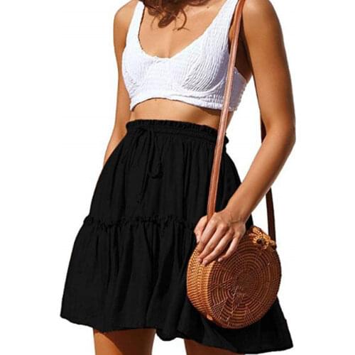 Summer Women Chiffon Floral Pleated Mini Skirt Leopard Ruffled Half-length Straps A-LINE Casual Fashion Short Skirts Female Traf