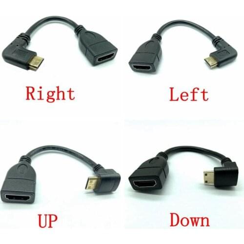 New1080P Mini HDTV Male Up Down Right Left 90 Angled angle to HDMI-compatible Female Converter Adapter M-F Extension Adapter
