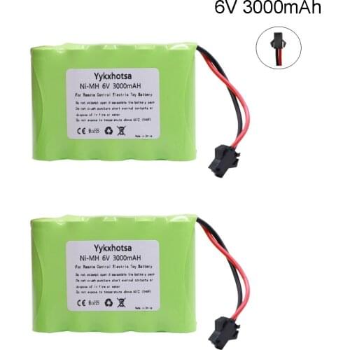 2PCS 3000mah 6V NI-MH Battery SM Plug For Rc toys Cars Tanks Robots Gun NiMH Battery AA 6V NIMH Batteries Pack For Rc Boat