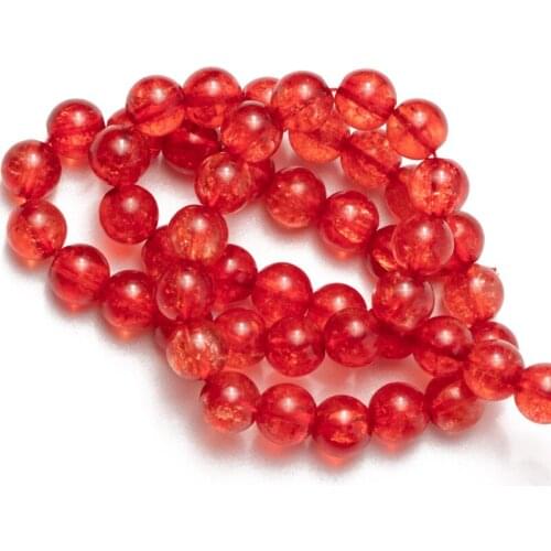 Wholesale Red Cracked Glass Beads Natural Stone Loose Beads Needlework for Jewelry Making 6 8 10mm DIY Bracelet Necklaces