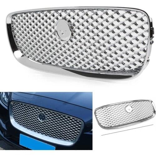 Front Upper Mesh Grille Radiator Grill for Jaguar XF XFR 2016 2017 2018 Chrome