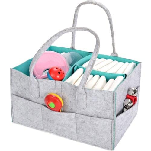 Protable Foldable Felt Diaper Bag Multi-functional Kids Baby Clothes Toys Diaper Mummy Storage Organizer Pouch Tote Nursery Bag