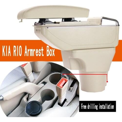 For Kia Rio JB armrest box central Store content box with cup holder ashtray USB RIO armrests box