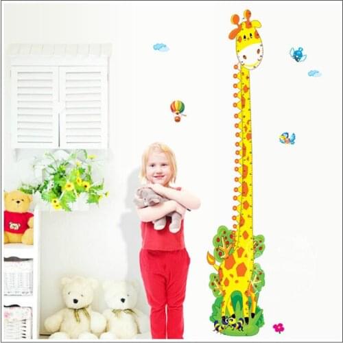 Sale New Giraffe Kids Growth Chart Height Measure Wall Sticker For Kids Rooms/ DIY Home Decoration pegatinas paredes decoracion