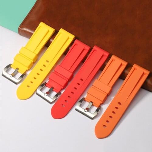 20mm 22mm 24mm Black Green Gray Watch Strap Soft Silicone Rubber Watchband Replacement For Panerai Straps