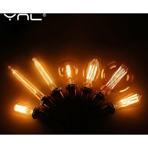 Retro Edison Bulb E27 220V 110V 40W ST64 G80 G95 T10 T45 Dimmable Ampoule Vintage Light Bulb Filament Incandescent Edison Lamp
