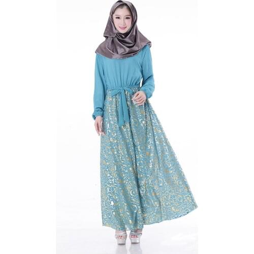 Chiffon Long-Sleeved Silk Muslim Womens Robe Long Sleeve Hijab Dress Arabic Gown Prom Abaya