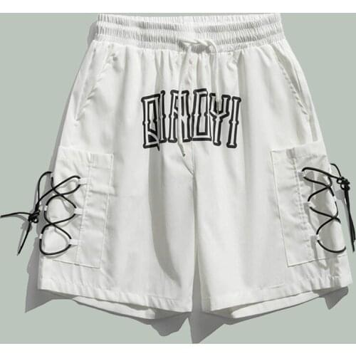 Cargo Rope Pocket Baggy Shorts Men Summer Hip Hop Letter Print Casual Pants NEW Harajuku Streetwear Joggers Loose Short Hipster