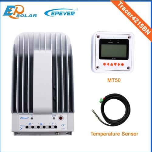 Tracer mppt 40A solar panels tracking Tracer4215BN controller MT50 Meter and temp sensor 12V/24V Charger Battery Free Shipping