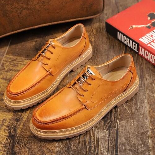 Korean style mens casual original leather shoes breathable trend man shoe lace-up young gentleman streetwear sneakers chaussure