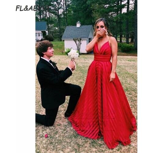 Sequins Evening Dresses 2021 A line Red V Neck Spaghetti Straps Floor Length Evening Prom Party Ball Gowns