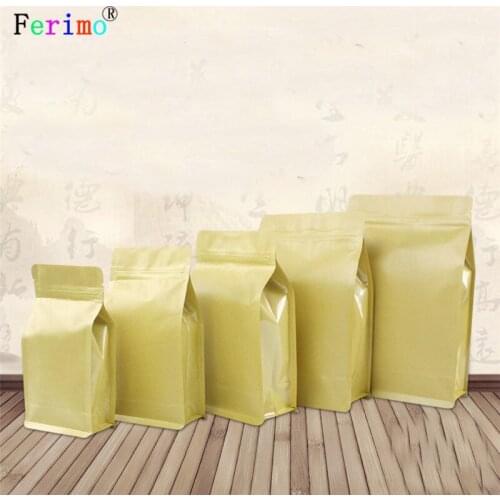50pcs free shipping Eight-sided self-sealing bag Kraft paper zipper bag food snack packaging bag custom made