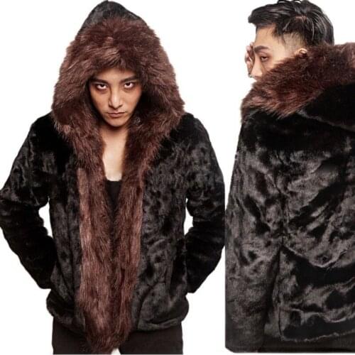 S-5XL New Fashion Clothing Mens Winter Hooded Imiation Mink Fur Coat Men Clothes 2018 Male Faux Fur Coat