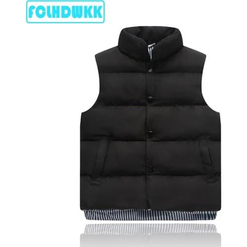 Boys Girls Vest Children Autumn Winter 2018 Clothing Thick Vest Coat Stand Collar Solid Button Padded Warm Sleeveless Jacket