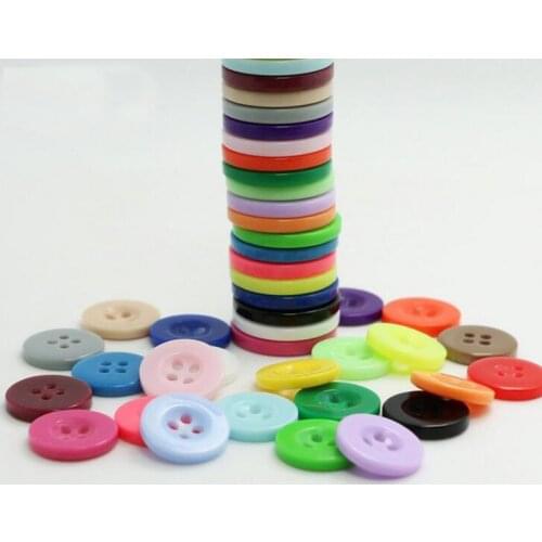100 PCS Round 4 Holes Solid Color Resin Buttons Sewing On Shirt Underwear Dyed Flatback Bulk Plastic Button For Clothing 9-25MM