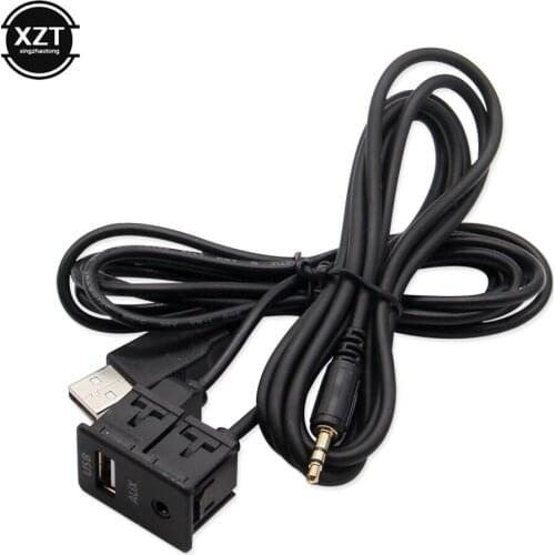 100CM Car AUX USB Extension Cable Adapter Dash Flush Mount USB Port Panel Auto Boat 3.5mm for Volkswagen Toyota