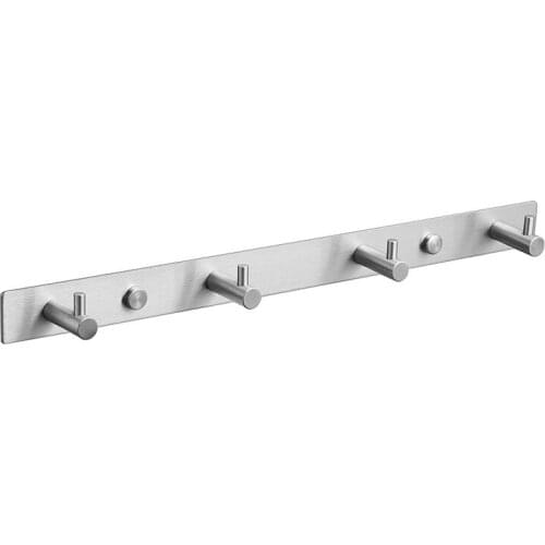 14in Towel Hooks Bathroom Coat Hook Stainless Steel Wall-Mounted Hooks 4 Heavy Duty Hooks Rack Organizer Silver