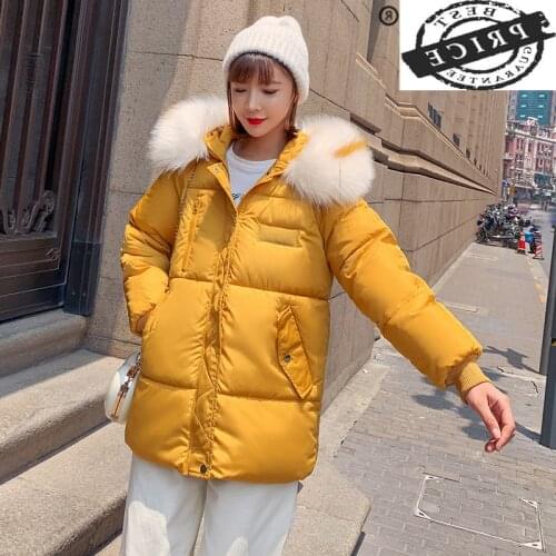 2021 Winter Jacket Women Thick Down Cotton Parkas Ladies Coat Korean Padded Female Jacket Fur Hooded Warm Clothes Xy120a