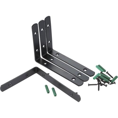 4Pcs Stainless Steel Heavy Duty Practical L Shaped Angle Shelf Bracket Corner Brace Support for Cabinets Storage Racks Bookshelf