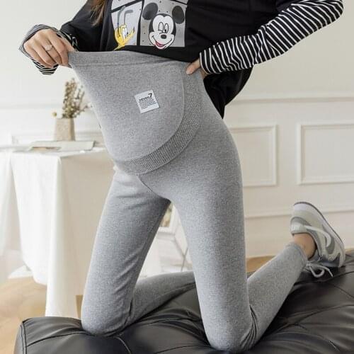 8082# 95% Cotton Maternity Skinny Legging U Style Adjustable Belly Pants Clothes for Pregnant Women Spring Slim Casual Pregnancy