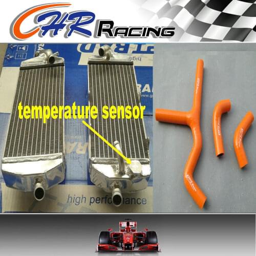 ALUMINUM RADIATOR + Orange HOSE for KTM 400 450 525 SX/MXC/EXC 2003 -2006 04 05