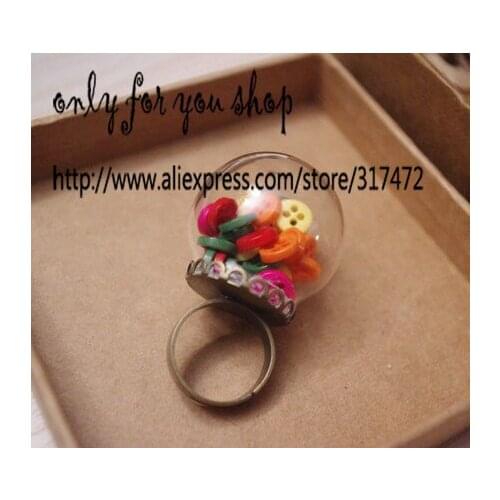 Free Ship! 20mm Glass vial glass globe & 12mm ring DIY glass vial pendant ring
