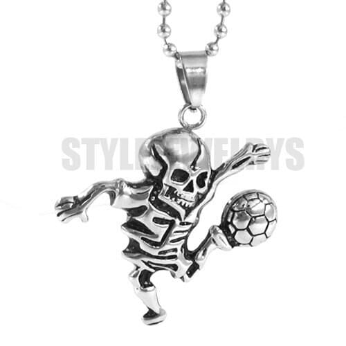 Free shipping! Ghost Playing Football Pendant World Cup Brazil Stainless Steel Jewelry Motor Biker Pendant SWP0030